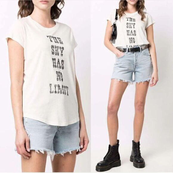 Zadig and Voltaire The Sky Has No Limit black on Off White T-shirt top NWT. M - Picture 1 of 8